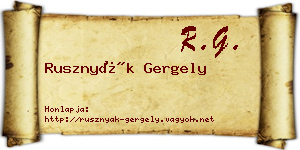 Rusznyák Gergely névjegykártya